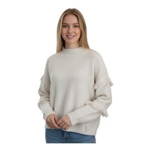 Micheal Kors NWT knit cream longsleeve fringe fisherman alps chic sweater medium